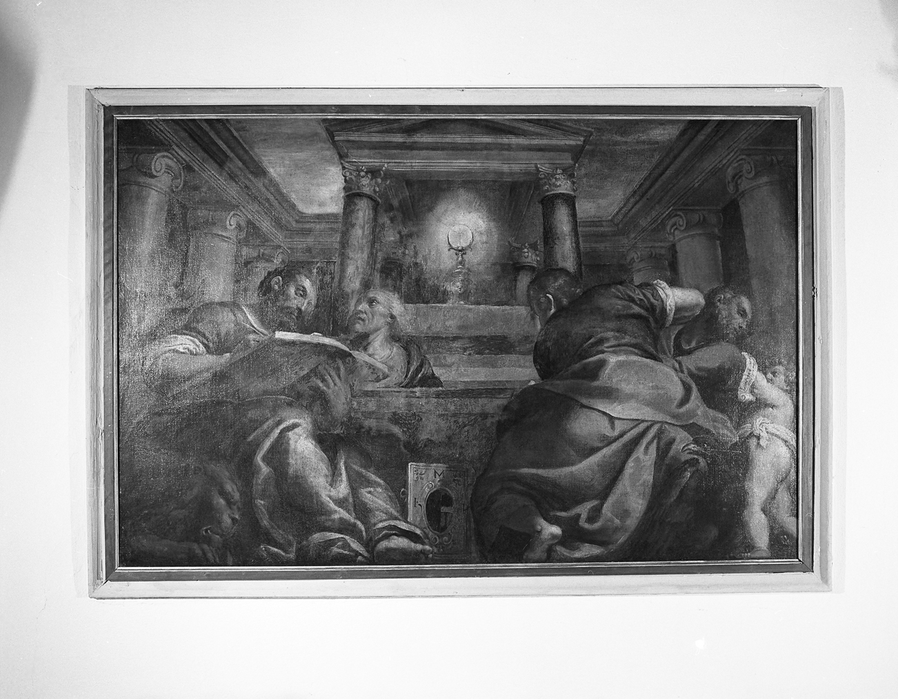 adorazione dell'Eucaristia (dipinto) di Negretti Jacopo detto Palma il Giovane (sec. XVI)