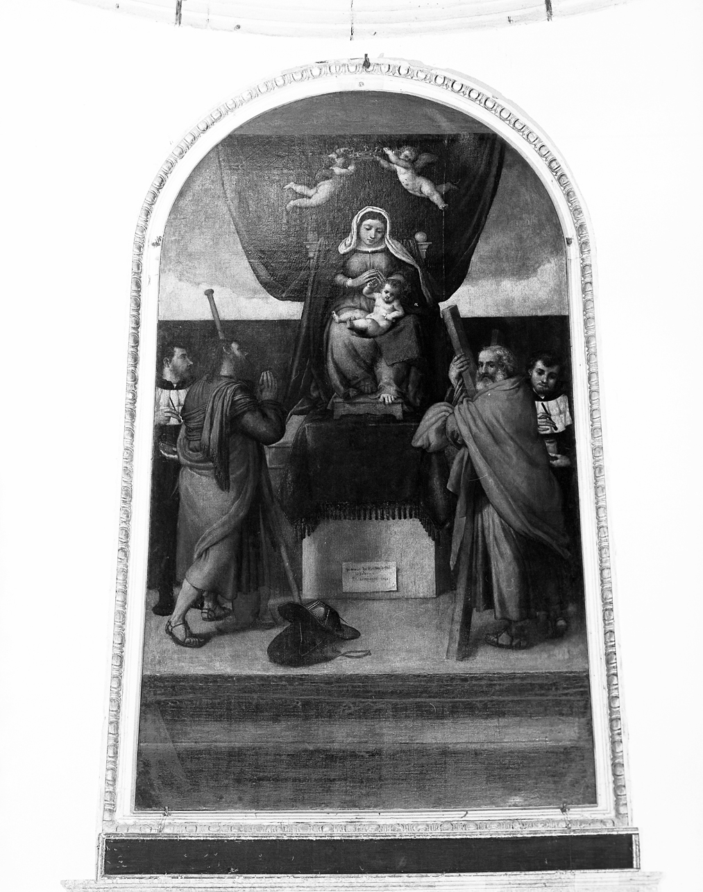 Madonna in trono e Santi (dipinto) di Lotto Lorenzo (sec. XVI)