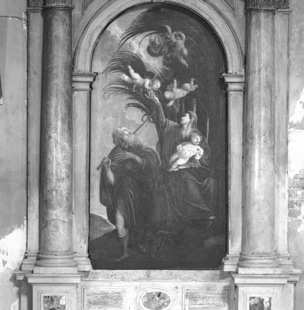 fuga in Egitto (dipinto) di Vecellio Tizianello detto Tizianello (attribuito) (secc. XV/ XVI, sec. XIX)