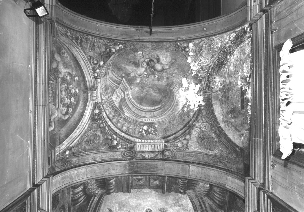 motivi decorativi a festoni con cherubini/ motivi decorativi architettonici (dipinto) di Letterini Agostino (sec. XVII)