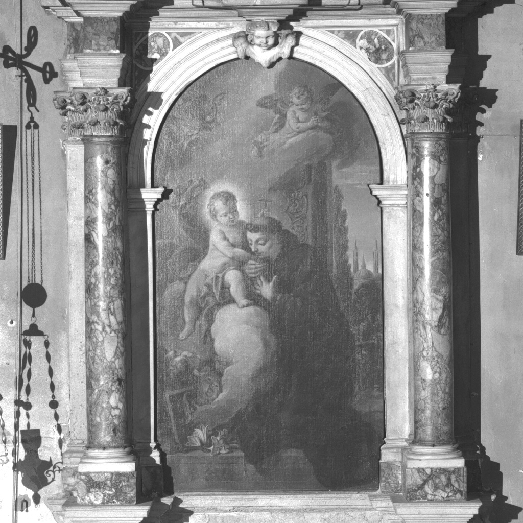 Sant'Antonio da Padova con il bambino (dipinto) di Piatti Sante (secc. XVII/ XVIII)