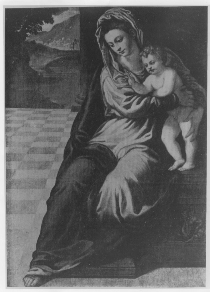 Madonna con Bambino (dipinto) di Robusti Jacopo detto Tintoretto (attribuito) (prima metà sec. XVI)