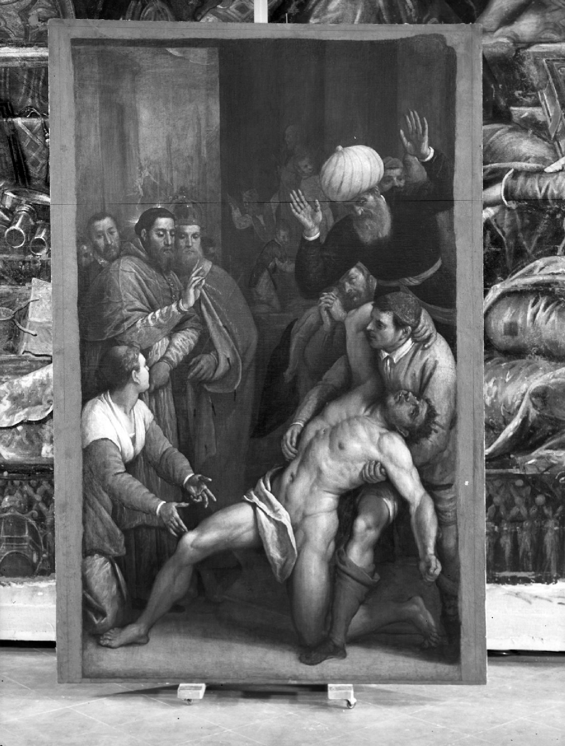 miracolo di San Giovanni Crisostomo (dipinto, ciclo) di Benfatto Alvise detto Alvise del Friso (inizio sec. XVII)