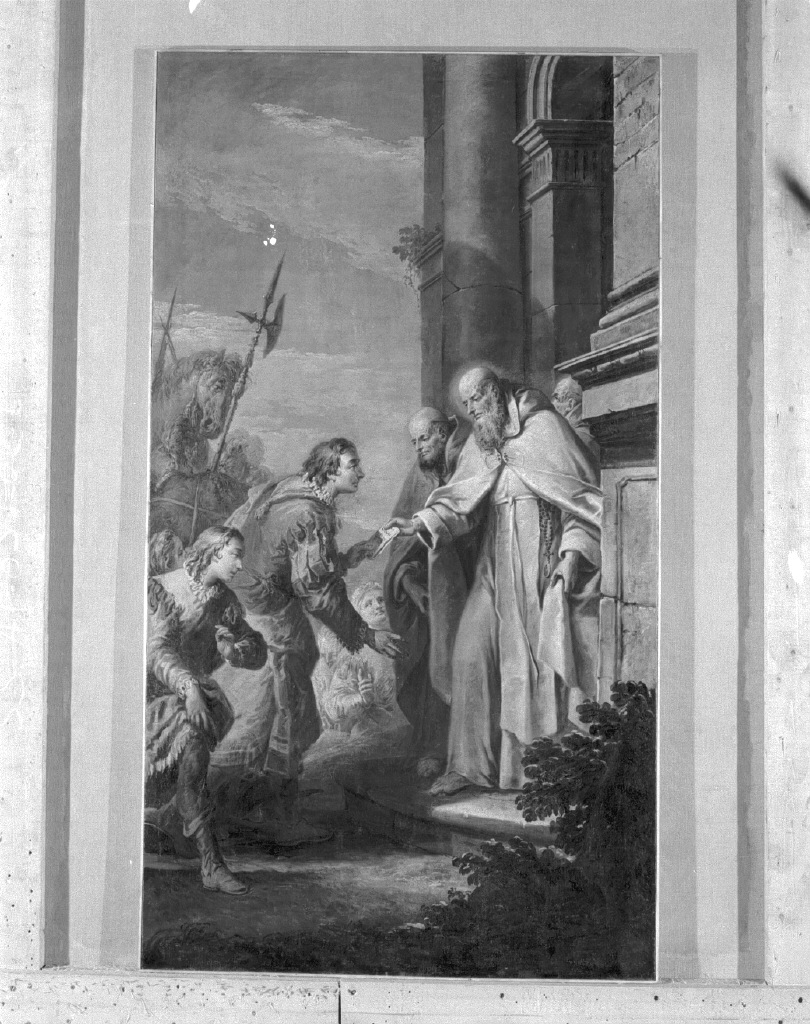 San Romualdo consegna la regola ad un patrizio veneto (dipinto) di Marieschi Jacopo detto Jacopo di Paolo (sec. XVIII)
