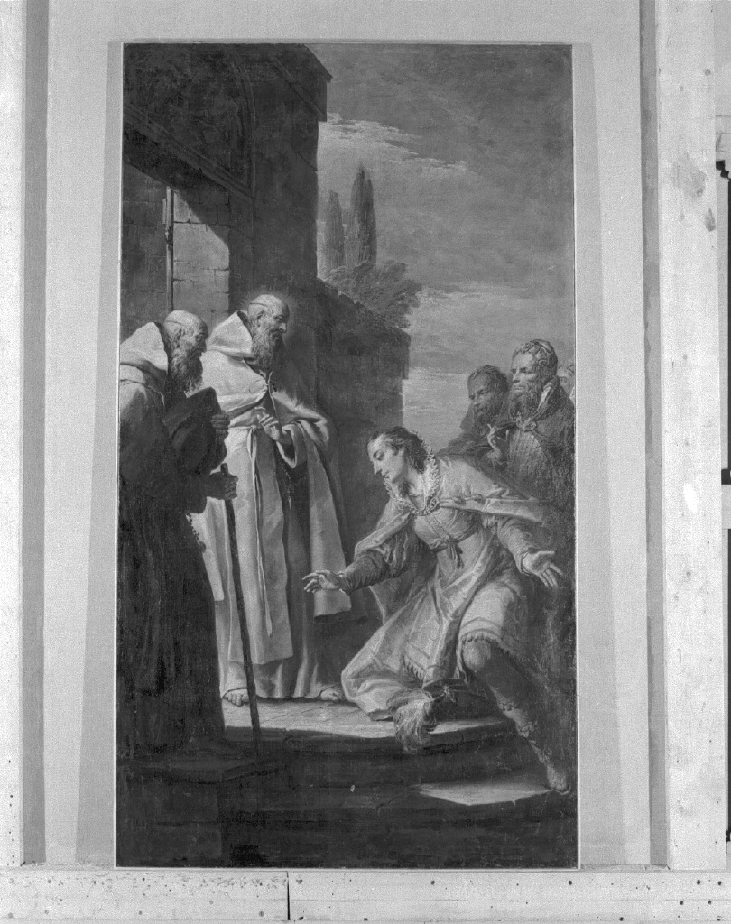 San Romualdo consegna la regola ad un patrizio veneto (dipinto) di Marieschi Jacopo detto Jacopo di Paolo (sec. XVIII)