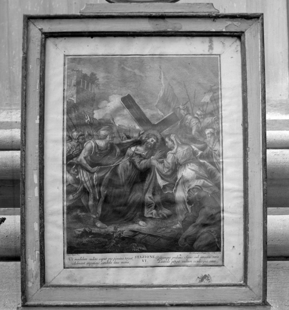 stazione VI: Gesù asciugato dalla Veronica (Via Crucis, elemento d'insieme) di Diziani Gaspare, Wagner Joseph (sec. XVIII)