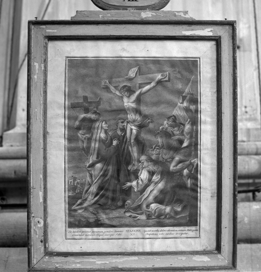 stazione XII: Gesù innalzato e morto in croce (Via Crucis, elemento d'insieme) di Fedeli Domenico detto Maggiotto, Wagner Joseph (sec. XVIII)