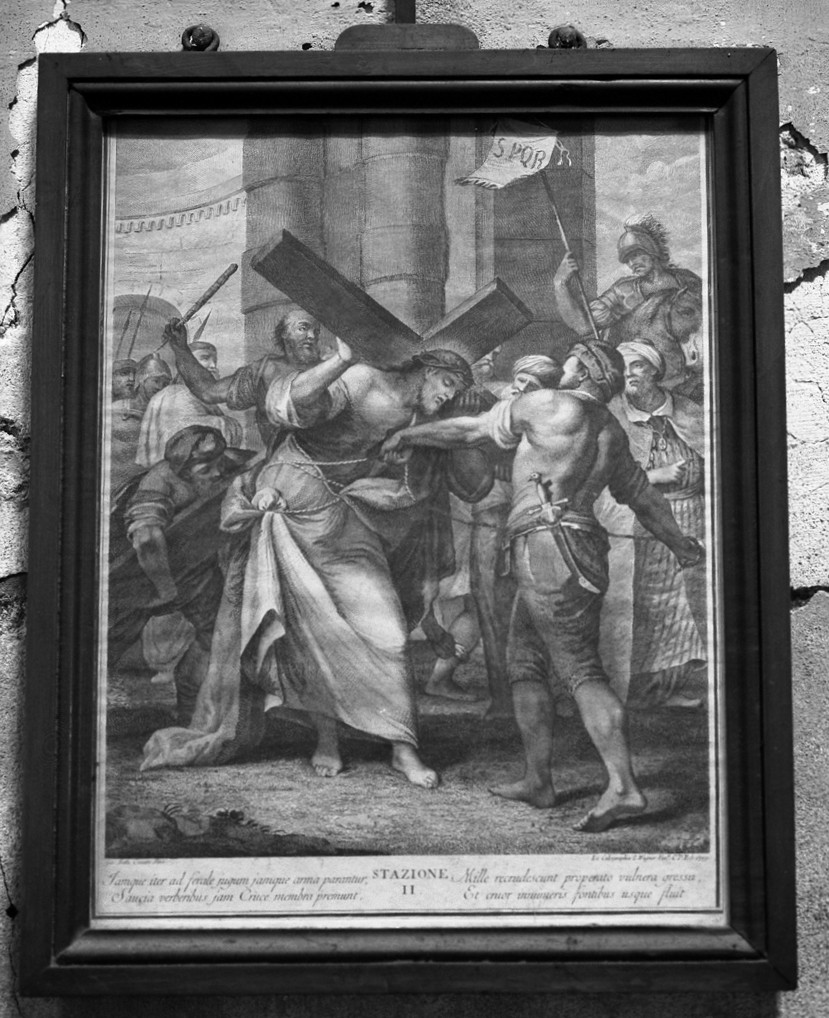 stazione II: Gesù caricato della croce (stampa) di Crosato Giovanni Battista, Wagner Joseph (sec. XVIII)