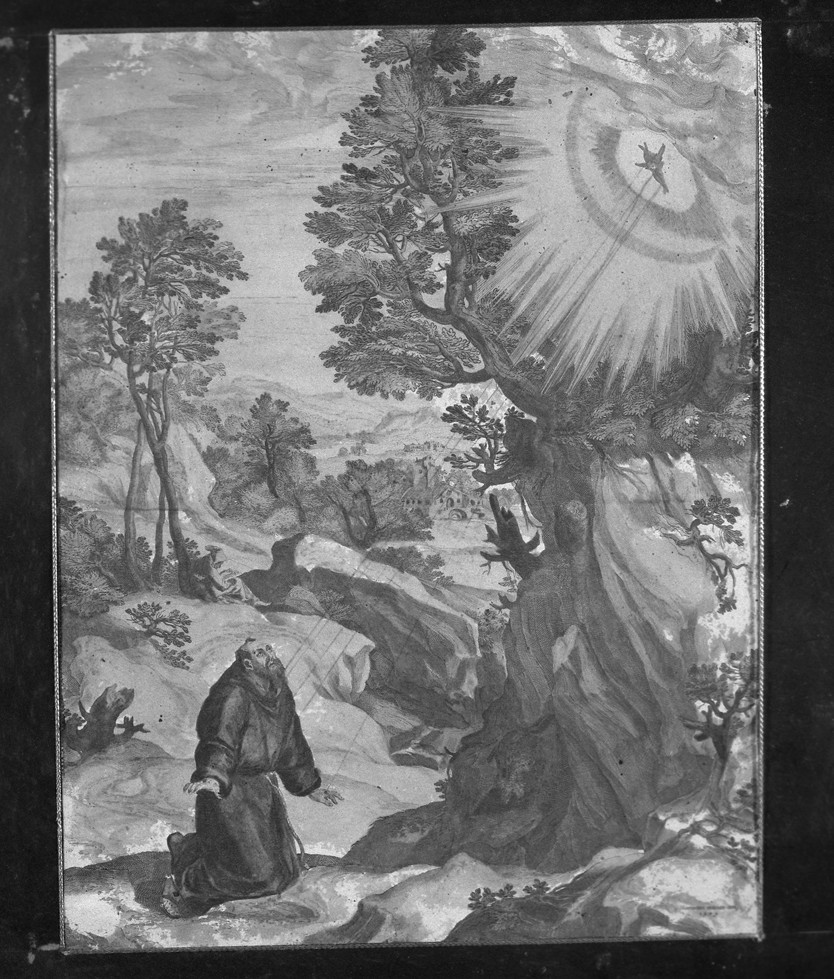 San Francesco d'Assisi riceve le stimmate (stampa) di Muciani Geronimo, Cort Cornelis (sec. XVI)