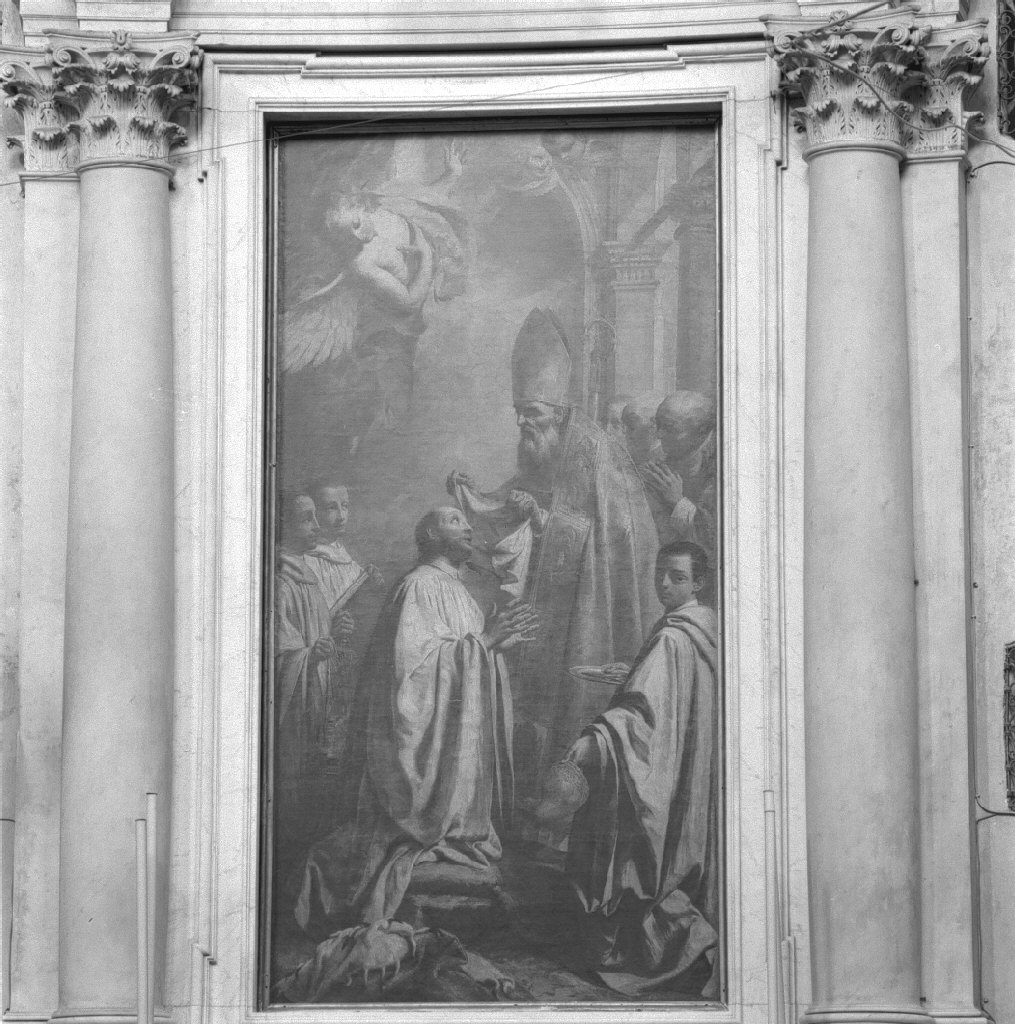 S. Pietro Orseolo riceve l'abito benedettino da S. Romualdo (pala d'altare) di Angeli Giuseppe (sec. XVIII)