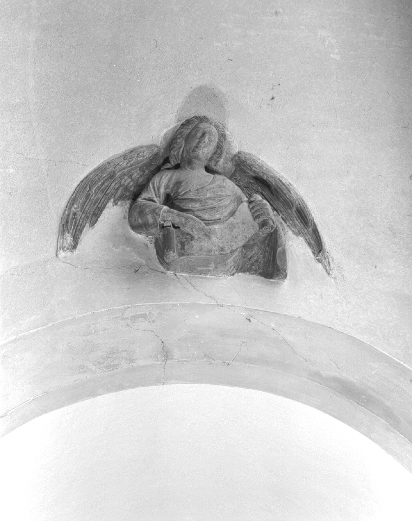 angelo con cartiglio (scultura, elemento d'insieme) - ambito veneto (primo quarto sec. XV)