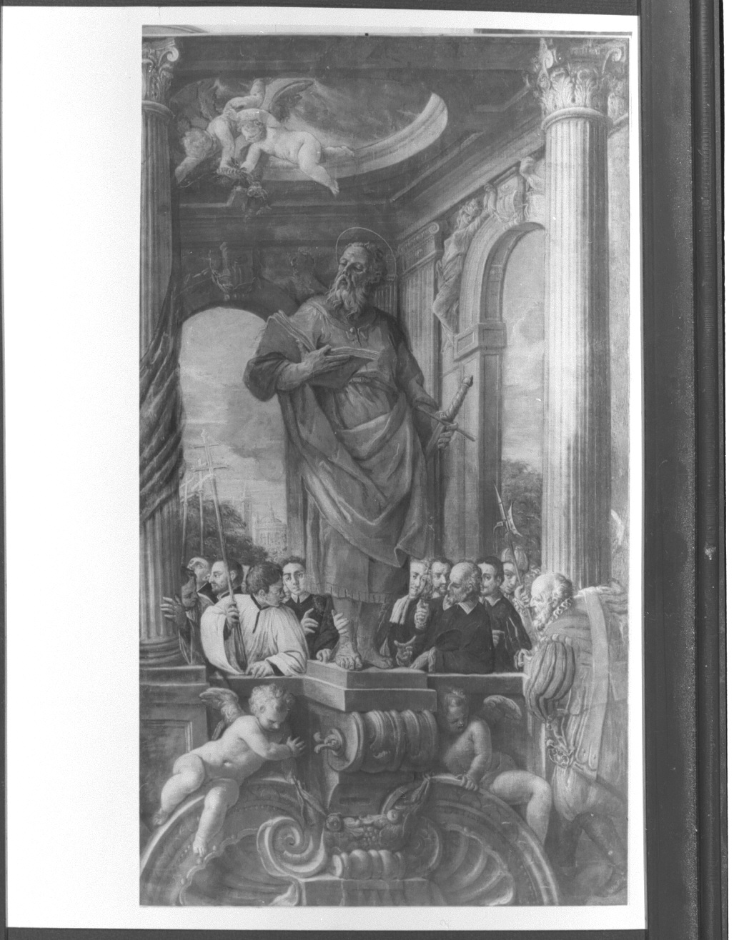 approvazione della Regola dei Teatini (scomparto di polittico) - ambito veneto (sec. XVII)