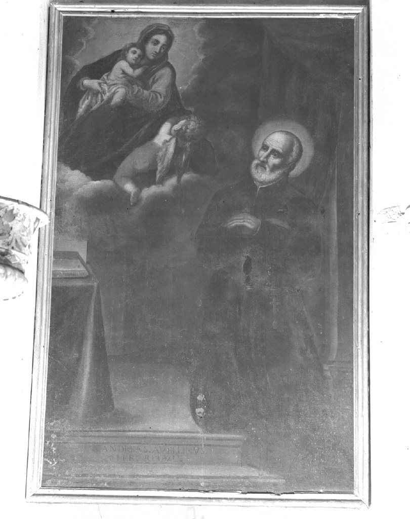 Madonna con Bambino e Sant'Andrea da Avellino (dipinto) di Negretti Jacopo detto Palma il Giovane (attribuito) (sec. XVII)