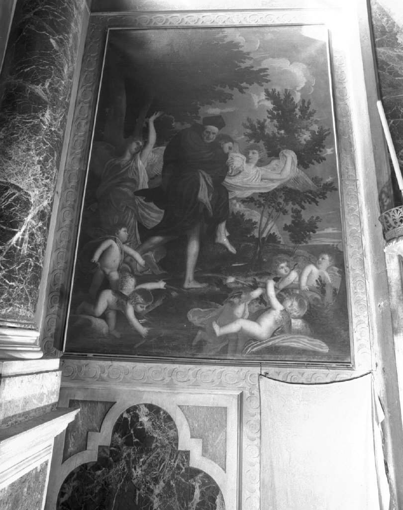 Sant'Andrea da Avellino passa il fiume aiutato dagli angeli (dipinto) di Varotari Alessandro detto Padovanino (sec. XVII)