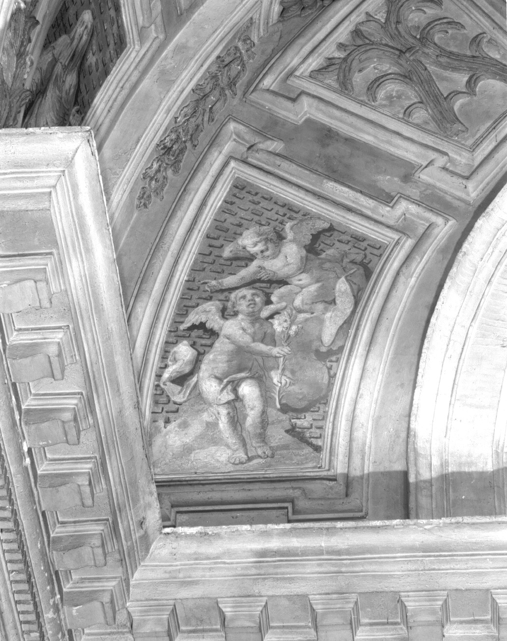 putti alati/ giglio (dipinto) di Zompini Gaetano (sec. XVIII)