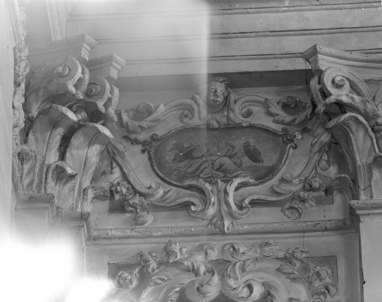 figura allegorica femminile con scudo e lancia (dipinto) - ambito veneto (secc. XVII/ XVIII)