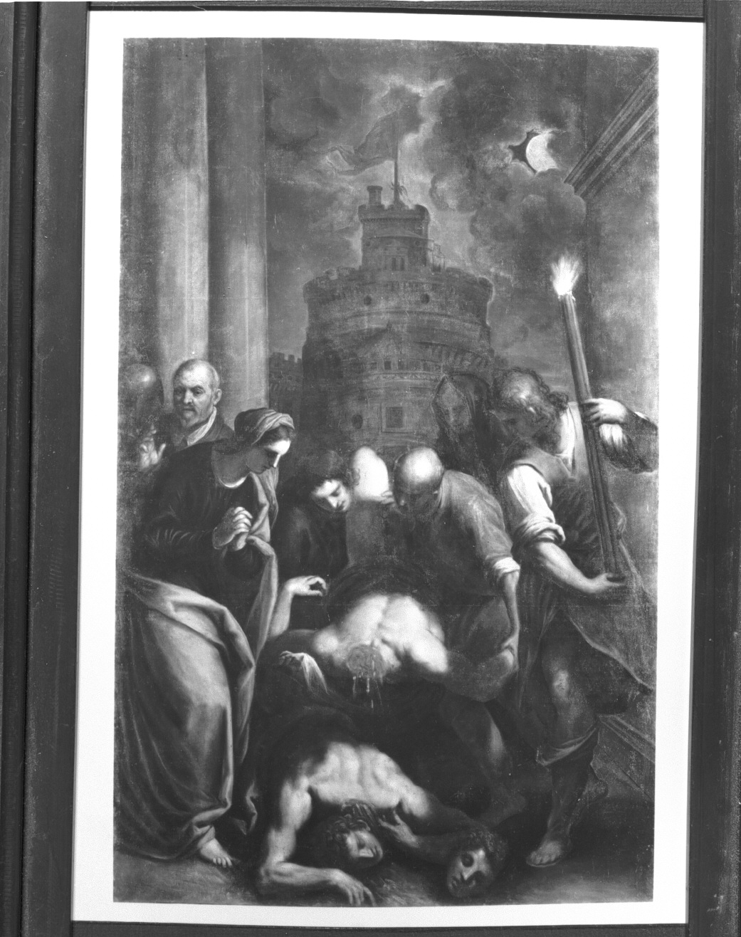 Santa Cecilia fa seppellire i corpi dei santi Valeriano e Tibuzio decapitati (dipinto) di Negretti Jacopo detto Palma il Giovane (sec. XVII)