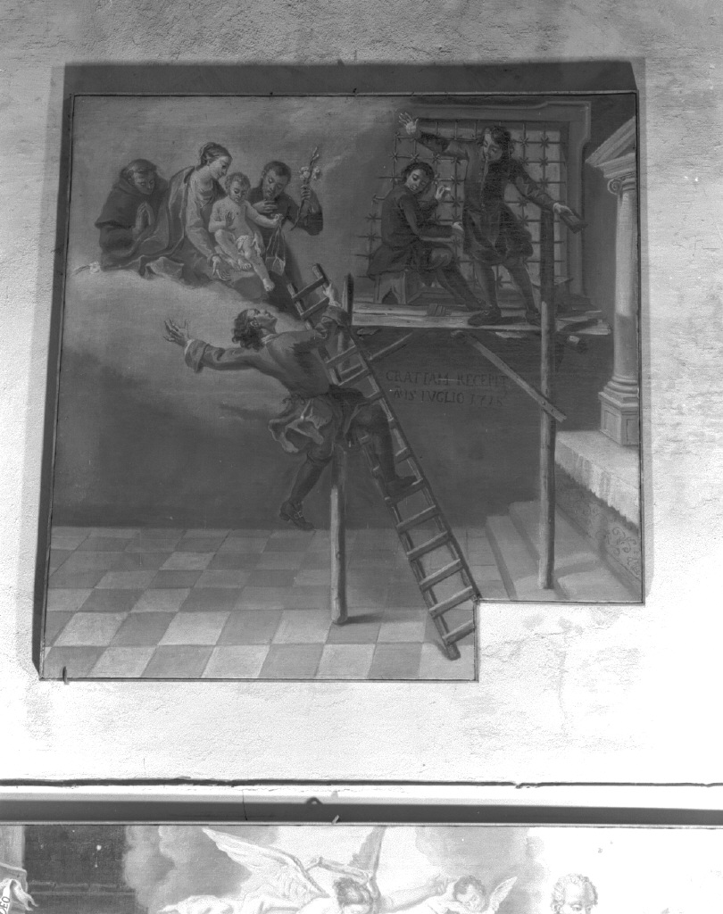 Madonna con Bambino e altri personaggi (ex voto) di Diziani Gaspare (bottega) (ultimo quarto sec. XVIII)