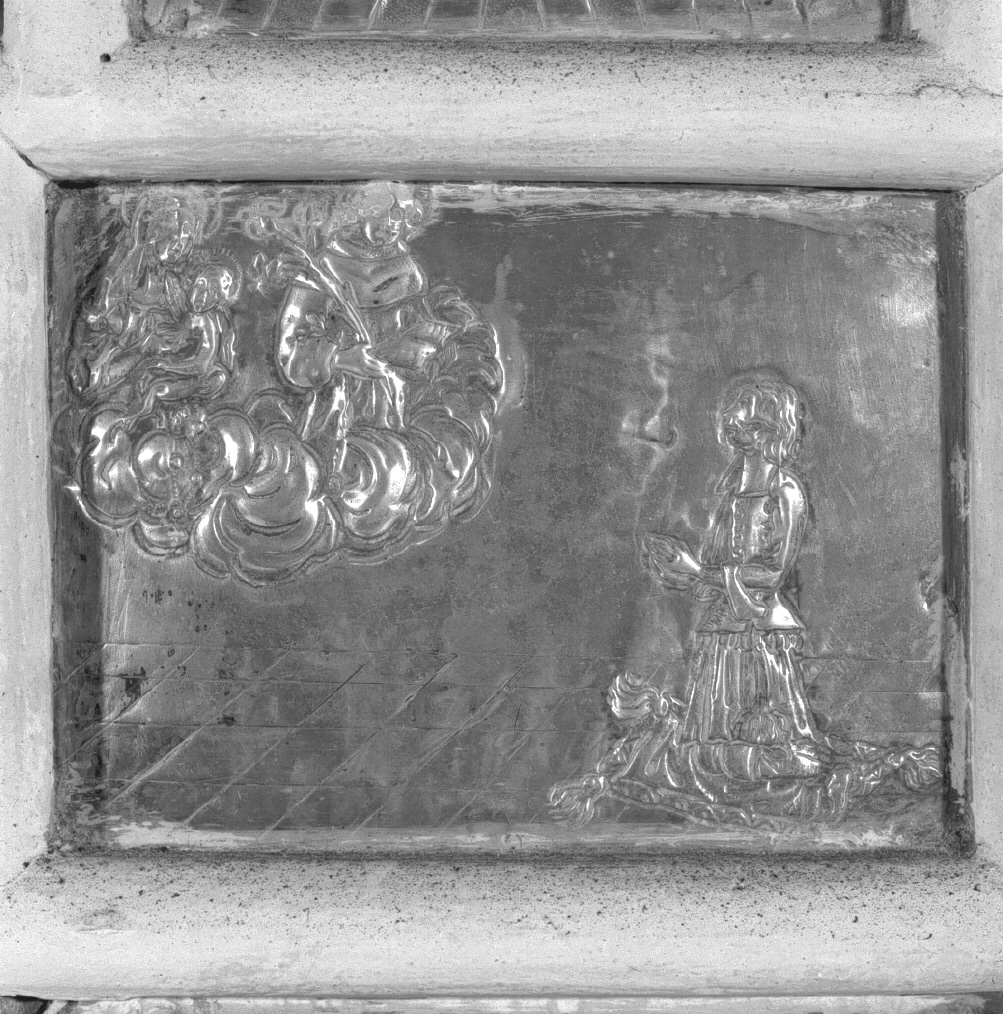 Madonna con Bambino e Sant'Antonio appaiono ad un fedele inginocchiato, Madonna con Bambino e Sant'Antonio (ex voto) - ambito veneto (sec. XVIII)