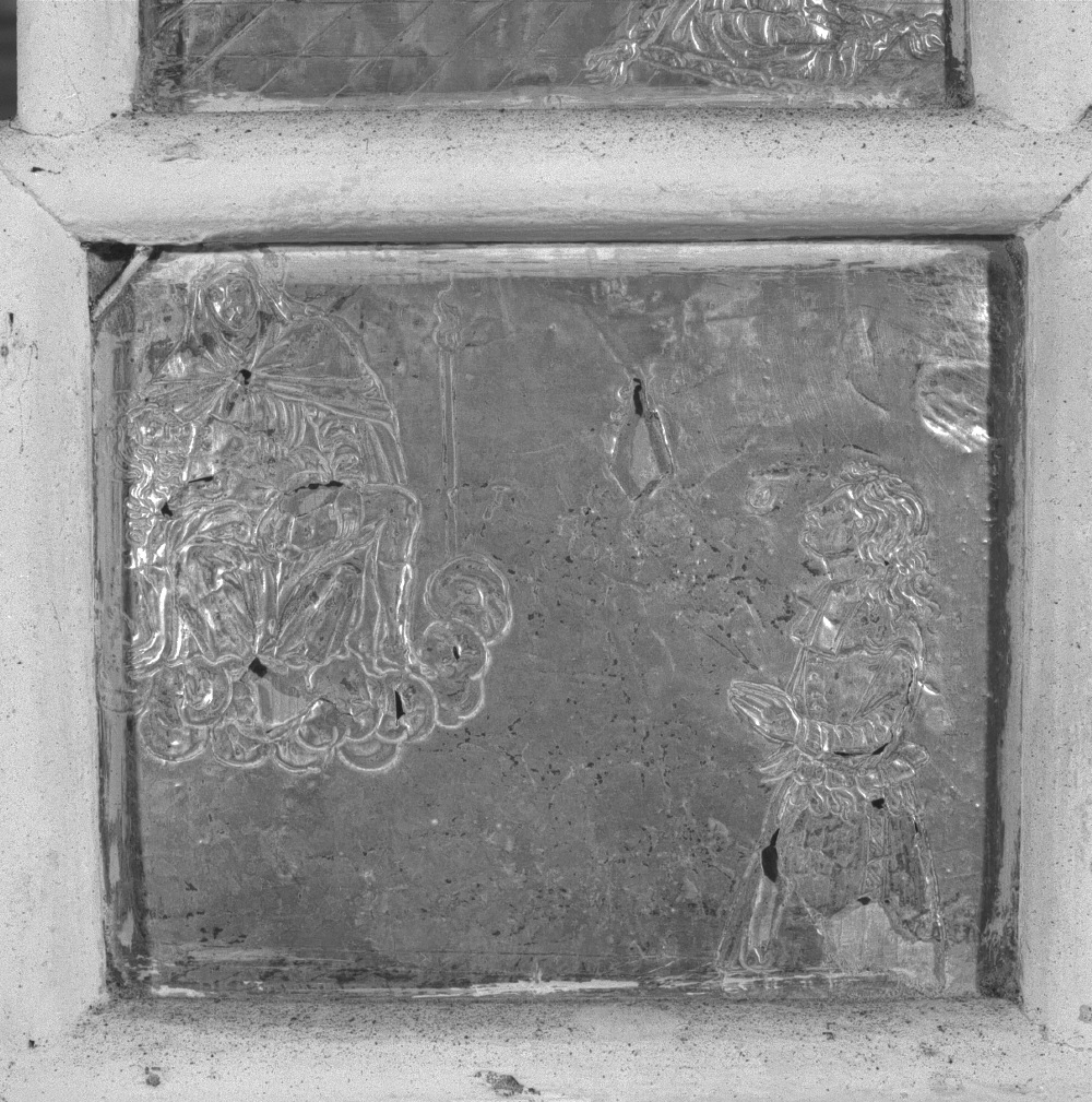 devoto in preghiera di fronte alla Madonna della Navicella (ex voto) - ambito veneziano (metà sec. XVIII)