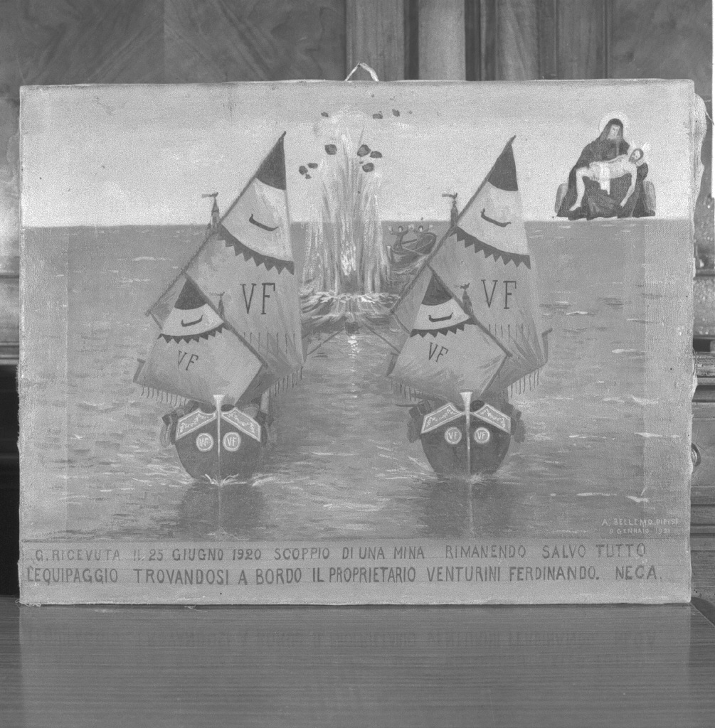 scoppio di una mina marina (ex voto) - ambito veneziano (sec. XX)