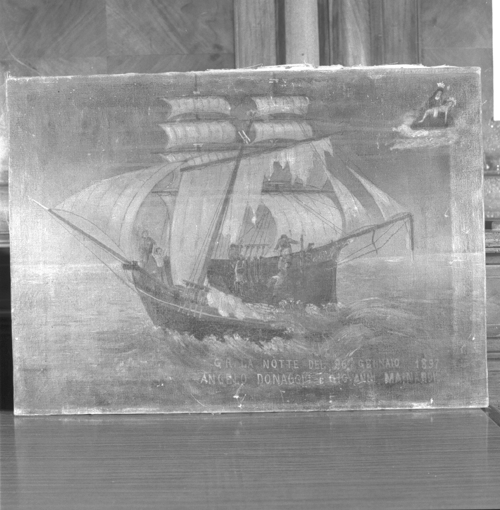 salvataggio di un equipaggio, salvataggio di un bragozzo (ex voto) - ambito veneziano (sec. XIX)