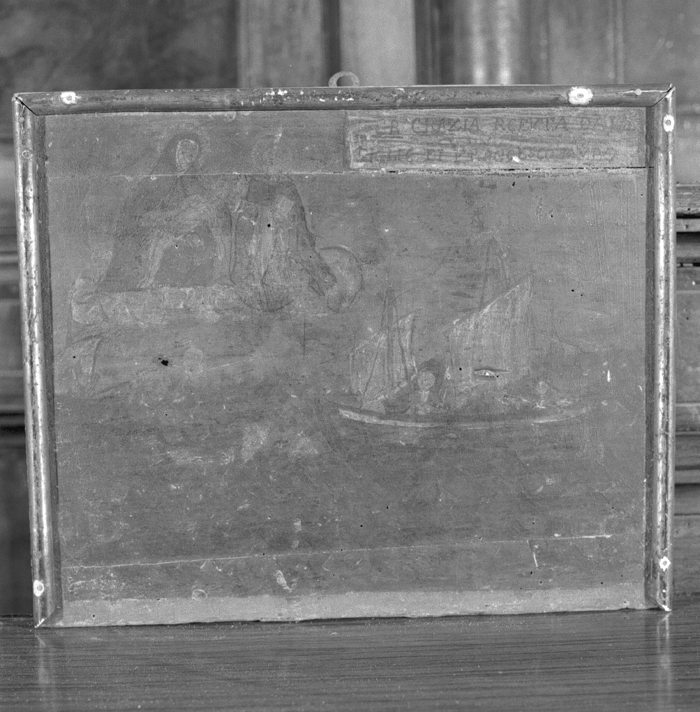 salvataggio da un naufragio, salvataggio di un bragozzo (ex voto) - ambito veneziano (inizio sec. XIX)