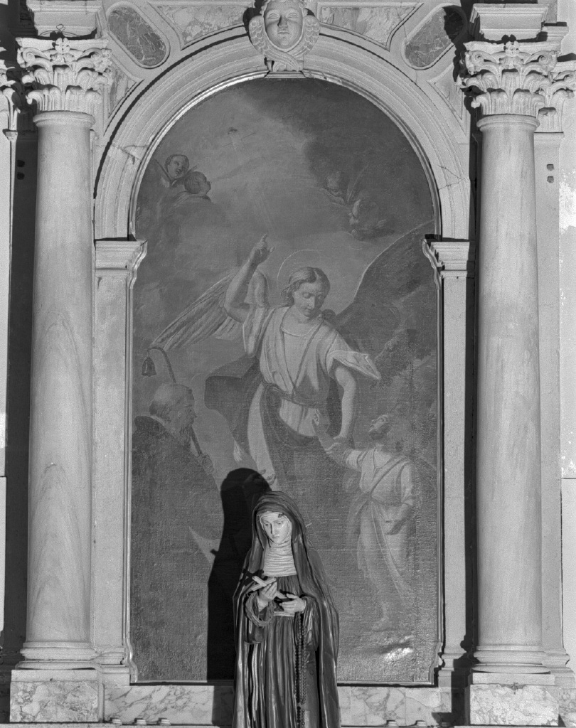Tobia, San Raffaele arcangelo e Sant'Antonio (dipinto) di Marinetti Antonio detto Chiozzotto (sec. XVIII)