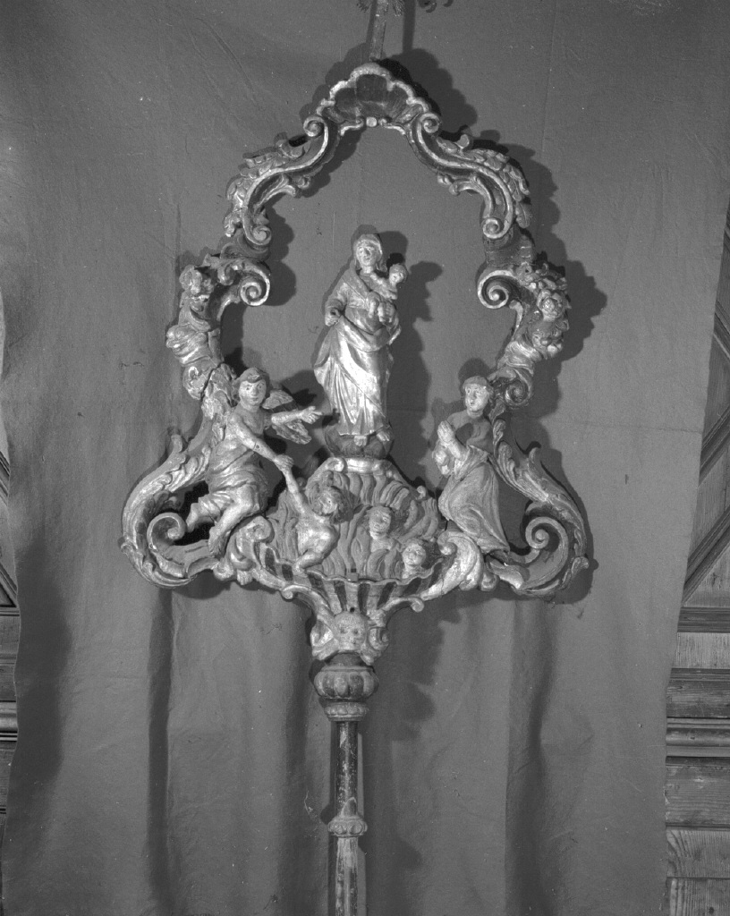 Madonna con Bambino, angeli e anime purganti (emblema di confraternita) - bottega veneta (sec. XVIII)