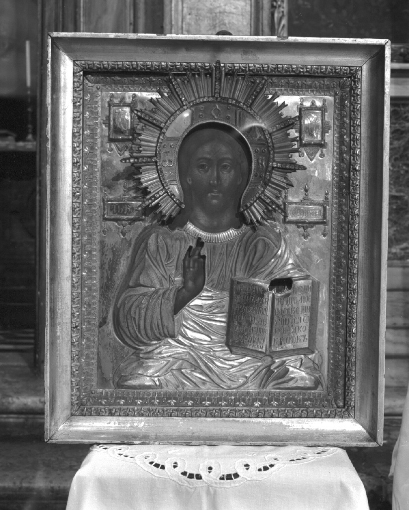 Cristo benedicente (coperta di immagine sacra) - bottega bizantina (sec. XIX)