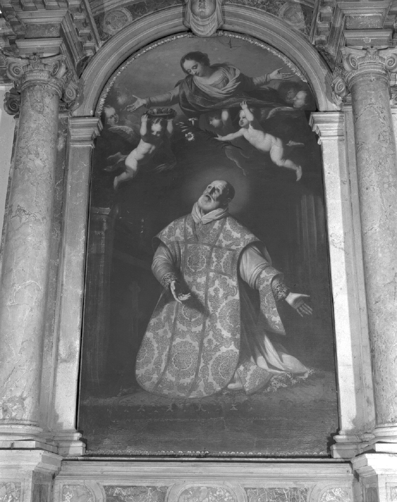 San Filippo Neri ha la visione della Madonna con Bambino (pala d'altare) di Regnier Nicolas (prima metà sec. XVII)