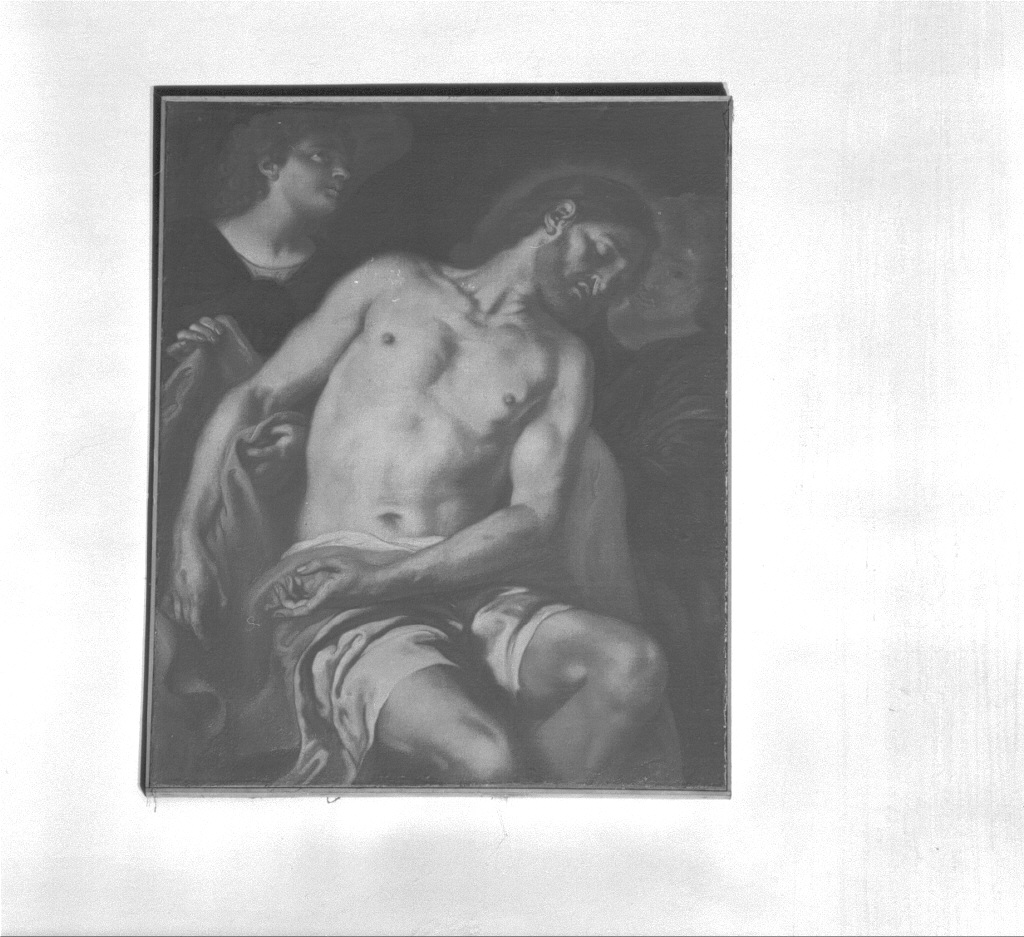 Cristo in pietà sorretto da angeli (dipinto) - ambito veneziano (sec. XVII)