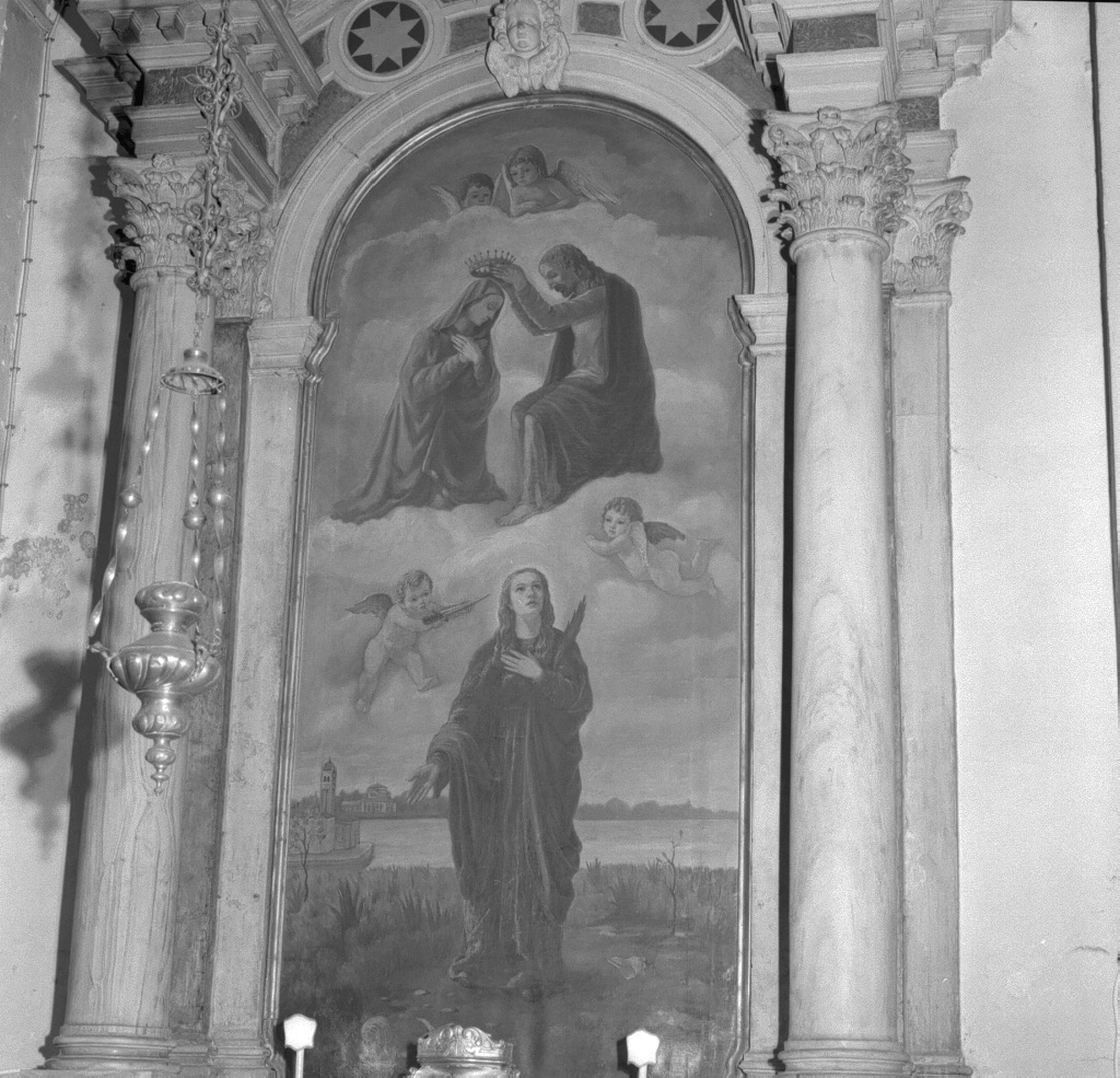Incoronazione di Maria Vergine e Santa Fosca (pala d'altare) di Bassani (sec. XX)