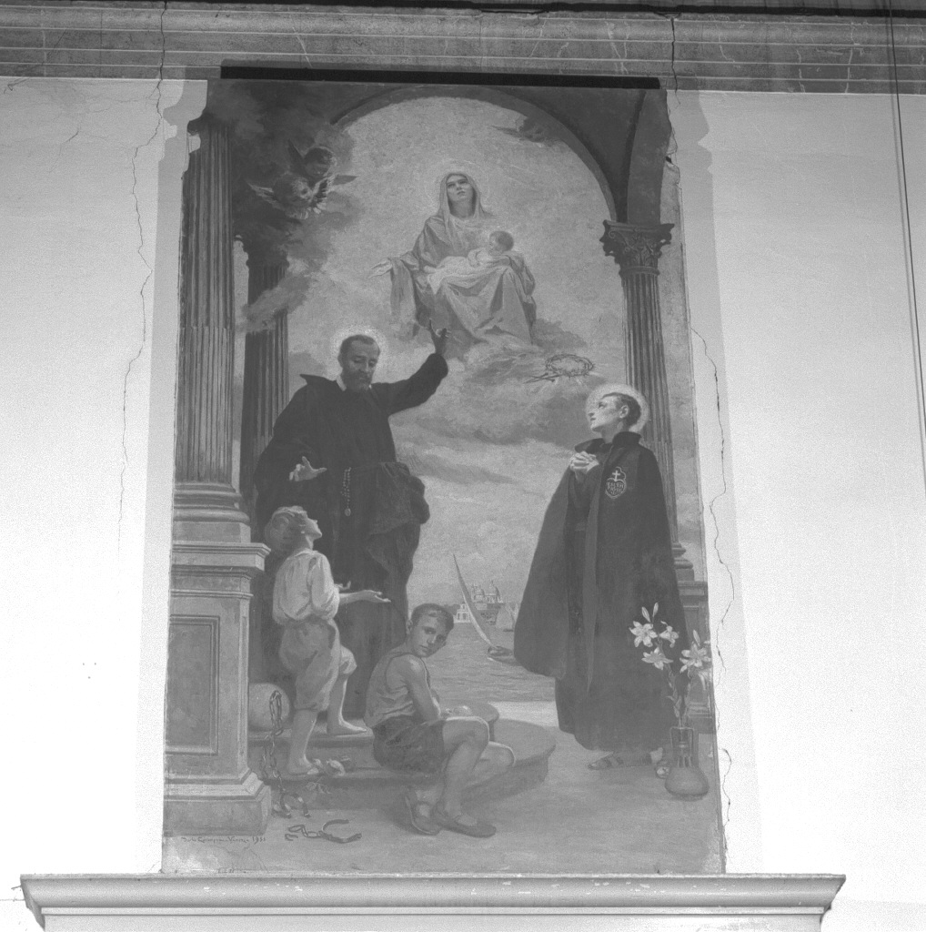 Madonna in gloria tra i santi Girolamo Emiliani e Gabriele dell'Addolorata (dipinto) di Corompai Duilio (sec. XX)