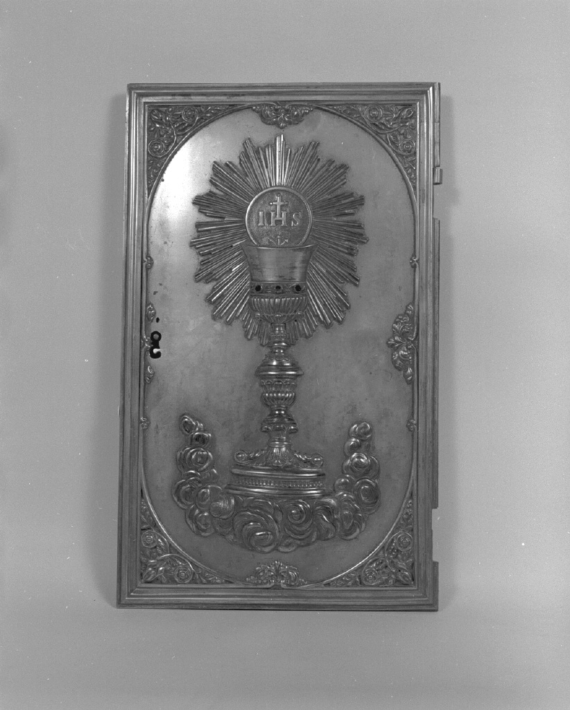 monogramma cristologico/ calice eucaristico (sportello di tabernacolo) - bottega veneta (sec. XIX)