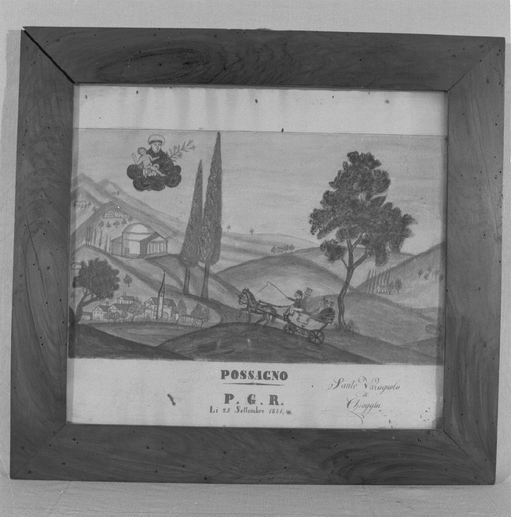 Sant'Antonio salva da un incidente a Possagno, Sant'Antonio da Padova con il bambino (ex voto) - ambito veneziano (sec. XIX)