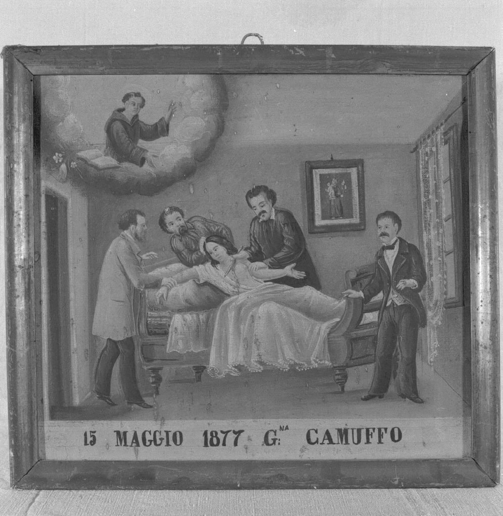 Sant' Antonio salva una ammalata da un intervento chirurgico alla mammella, Sant'Antonio da Padova (ex voto) - ambito veneziano (sec. XIX)