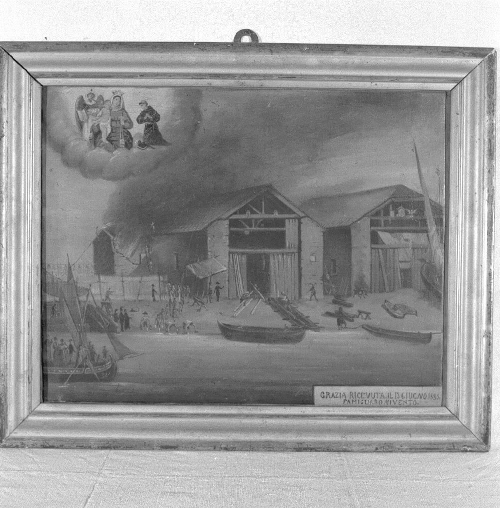 Madonna del Carmelo salva da un incendio uno squero, Madonna del Carmelo (ex voto) - ambito veneziano (sec. XIX)