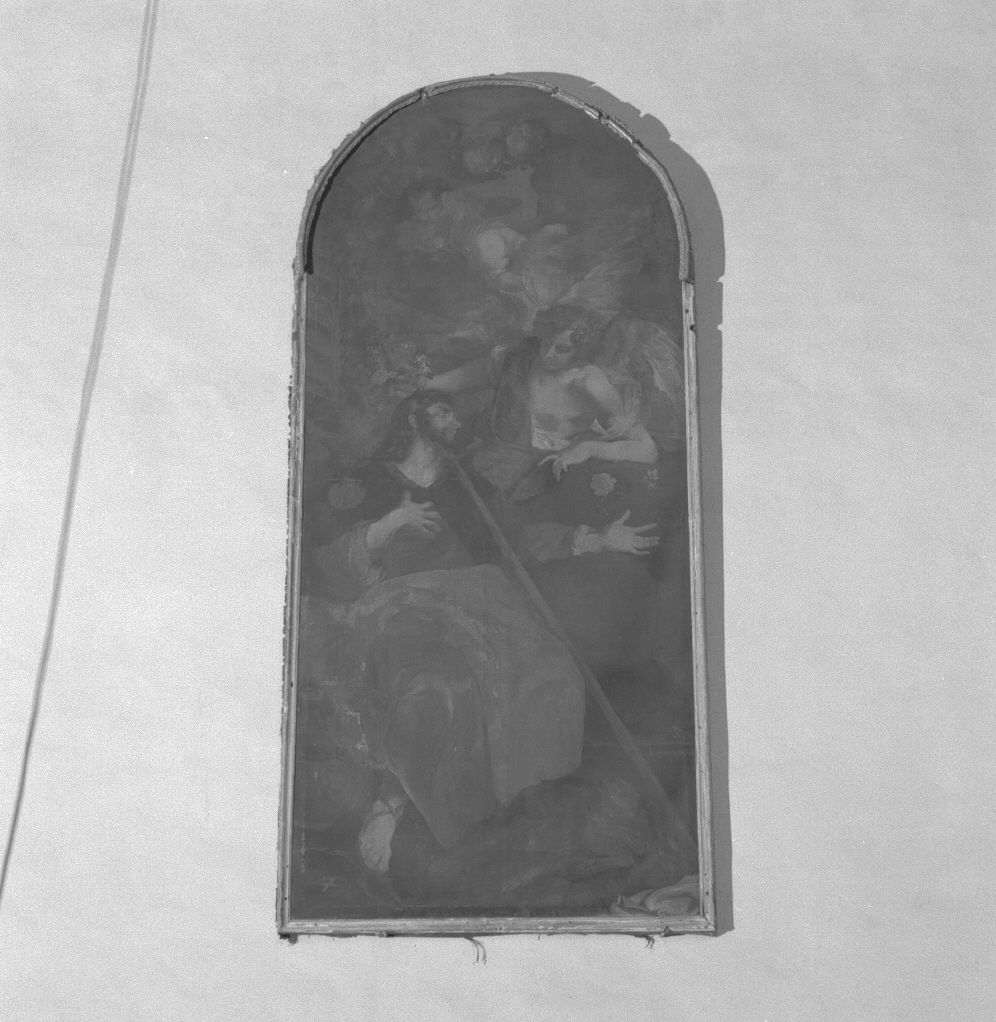 San Rocco in carcere confortato dall'angelo (dipinto) di Trevisani Angelo (attribuito) (sec. XVIII)