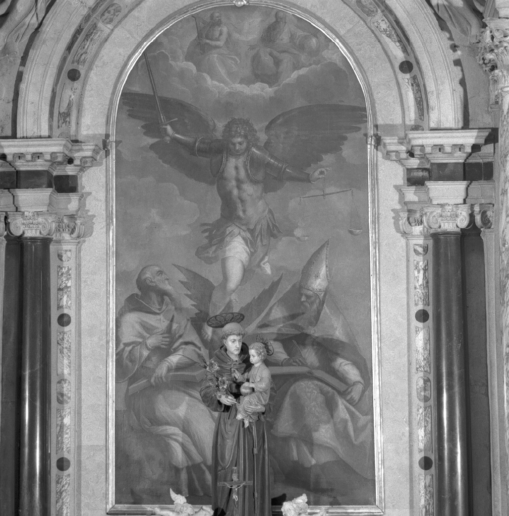San Michele Arcangelo/ San Girolamo/ Sant'Agostino (dipinto) di Negretti Jacopo detto Palma il Giovane (sec. XVII)
