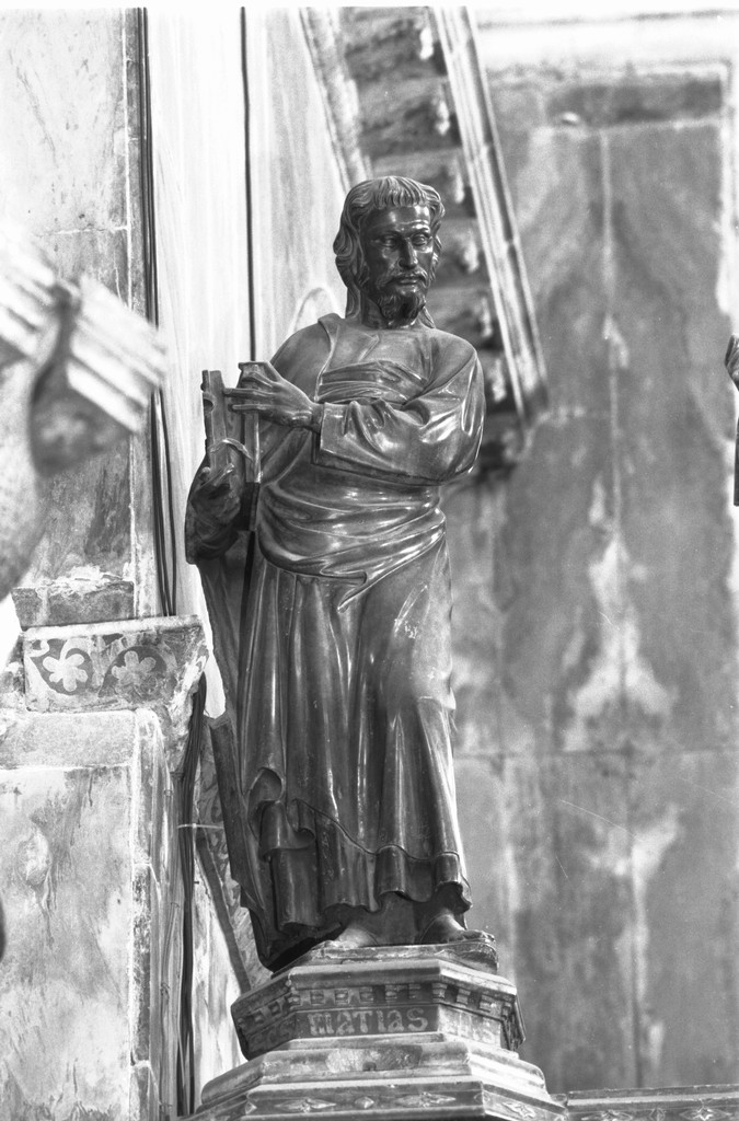 San Mattia Apostolo (scultura, elemento d'insieme) di Dalle Masegne Jacobello, Dalle Masegne Pierpaolo (sec. XIV)