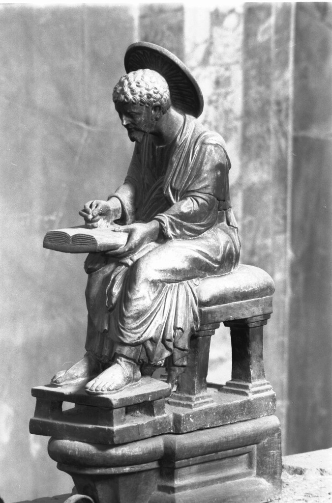 San Marco Evangelista (scultura, elemento d'insieme) - ambito veneto (metà sec. XIII)