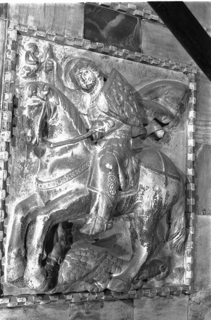 San Teodoro (rilievo, elemento d'insieme) - ambito veneziano (sec. XIV)