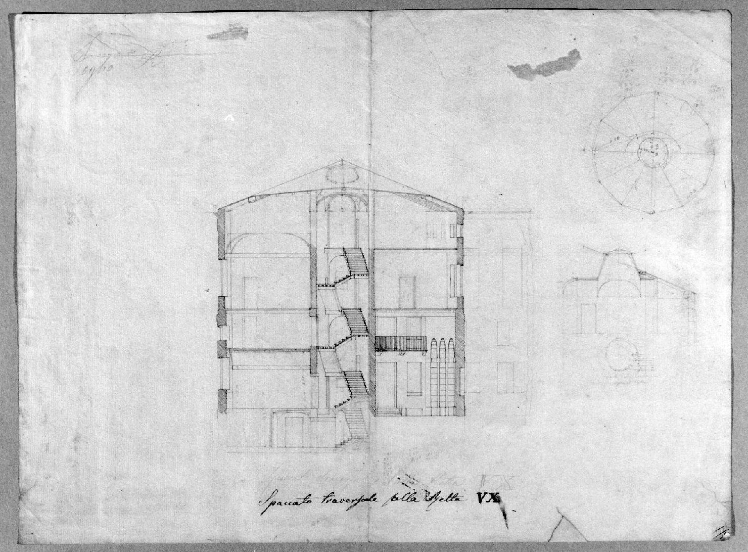 sezione di edificio (disegno) di Malacarne Bartolomeo (sec. XIX)