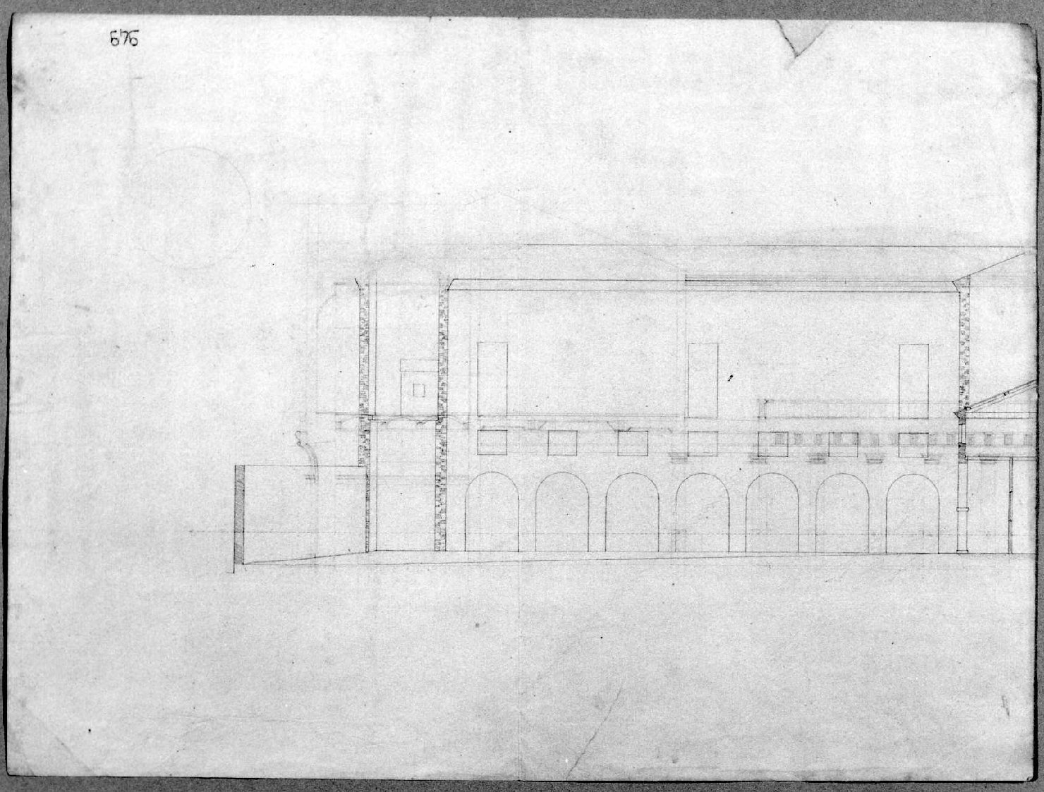 sezione di edificio (disegno) di Malacarne Bartolomeo (sec. XIX)