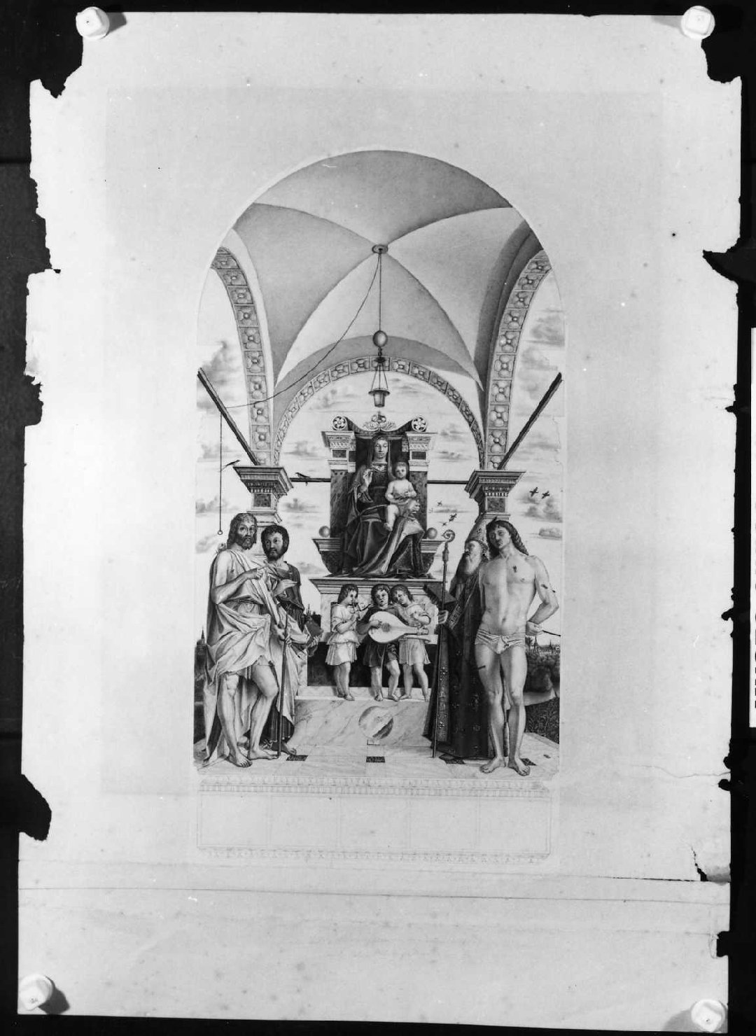 Madonna con Bambino in trono e Santi (disegno) di Bongiovanni Bartolomeo (sec. XIX)