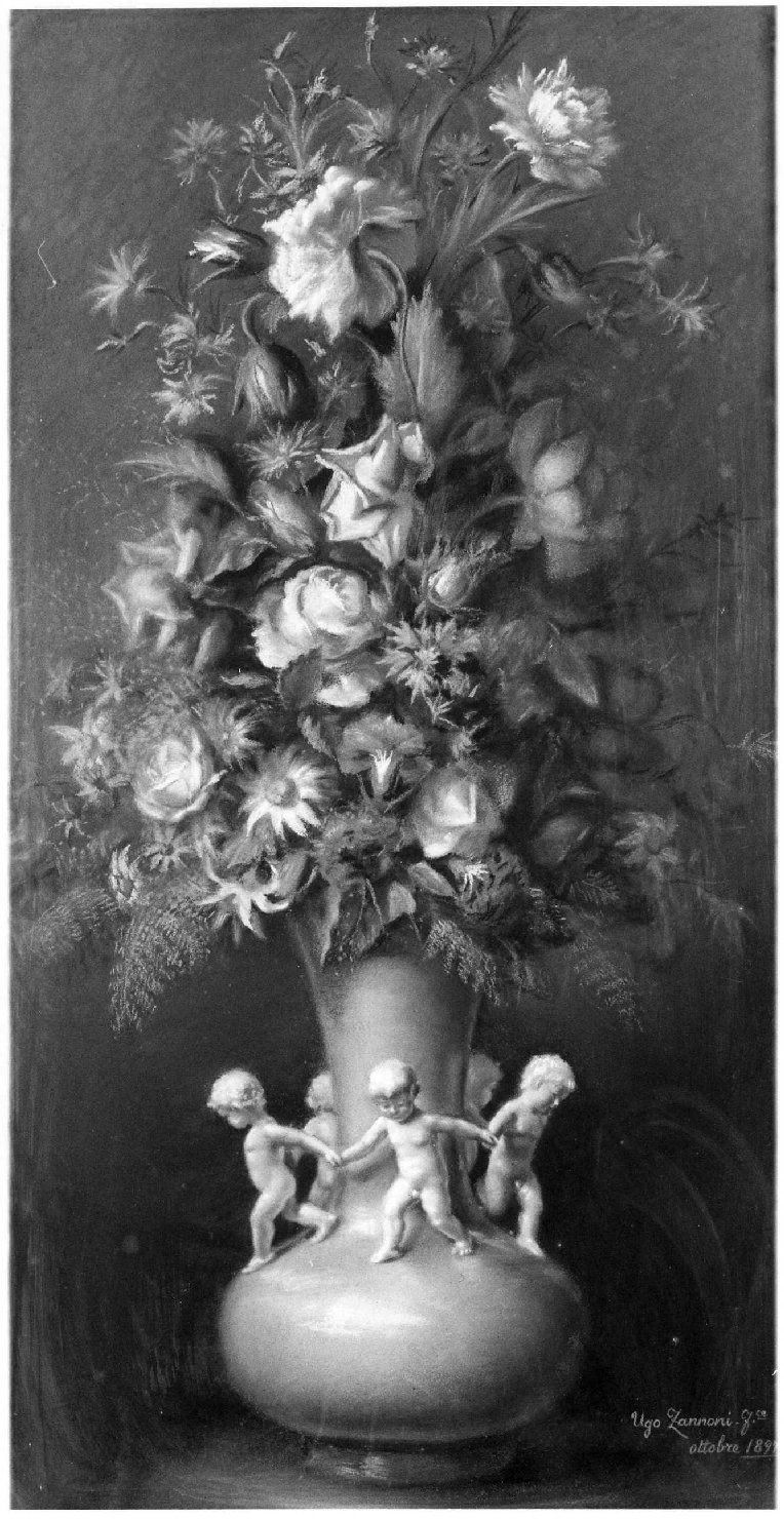 Vaso di fiori, Natura morta con fiori (dipinto, opera isolata) di Zannoni Ugo - ambito veneziano (fine XIX)