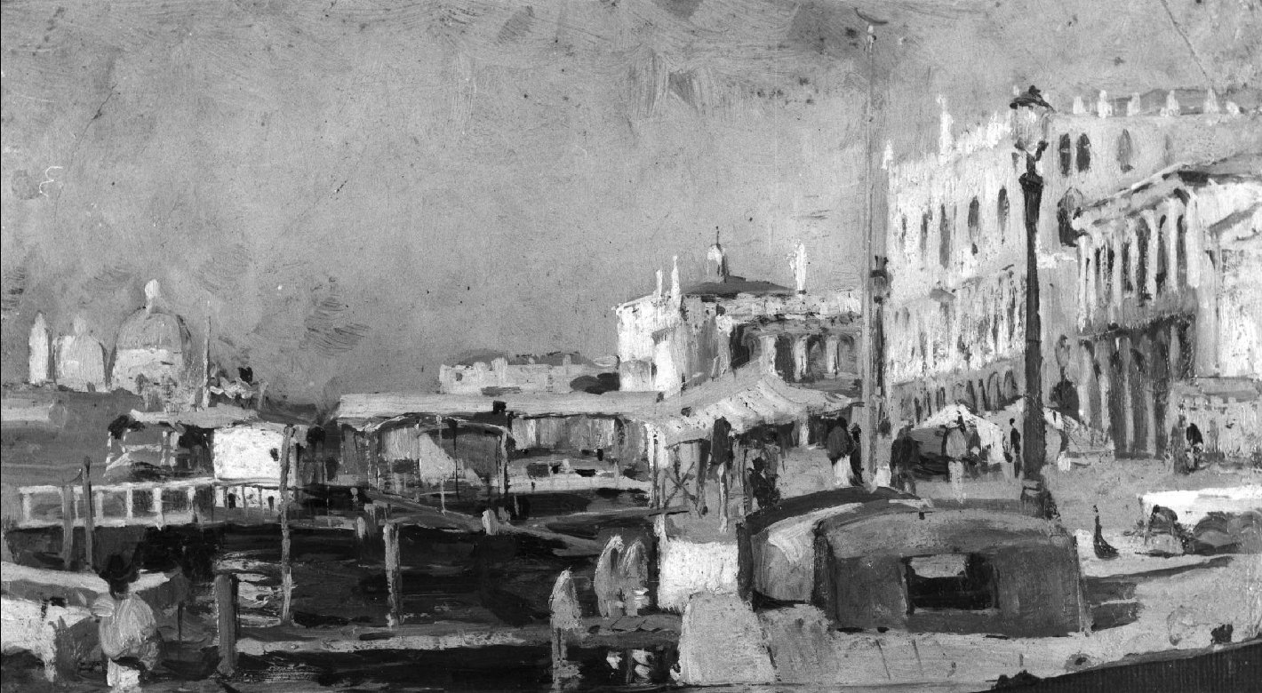 Riva degli Schiavoni, veduta di Venezia (dipinto) di Avanzi Vittorio (secc. XIX/ XX)