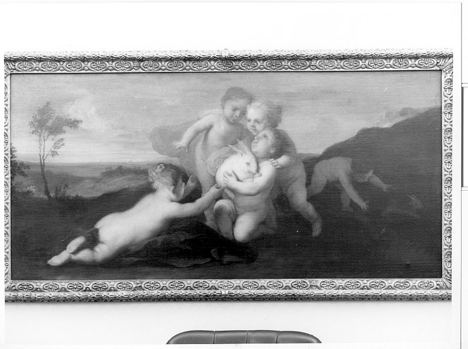 Putti che giocano con un coniglio, putti (dipinto, opera isolata) di Amigoni Jacopo (prima metà sec. XVIII)
