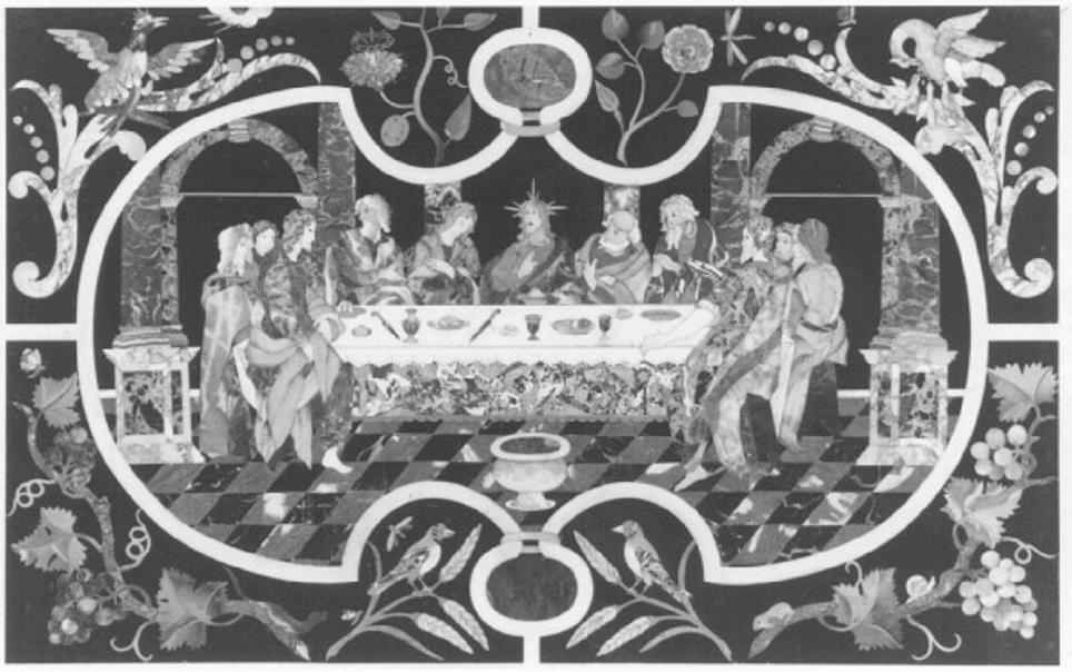 ultima cena (decorazione a intarsio) di Bovio Da Feltre, Corbarelli Antonio, Corbarelli Domenico, Corbarelli Francesco, Corbarelli Benedetto (sec. XVII)